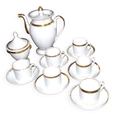 Empire coffee service in porcelain, 19th century swan neck, Paris porcelain