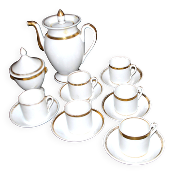 Empire coffee service in porcelain, 19th century swan neck, Paris porcelain