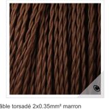 Brutalist wooden lamp, new 2M fabric cable, lampshade