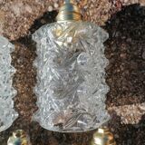 Set of 5 vintage molded glass globe suspensions