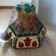 Vintage pendant light with multicoloured stained glass.
