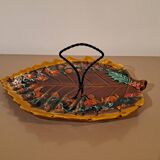 Vallauris glazed ceramic cheese board – leaf decor