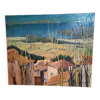 Oil painting on canvas signed LM RATAUD