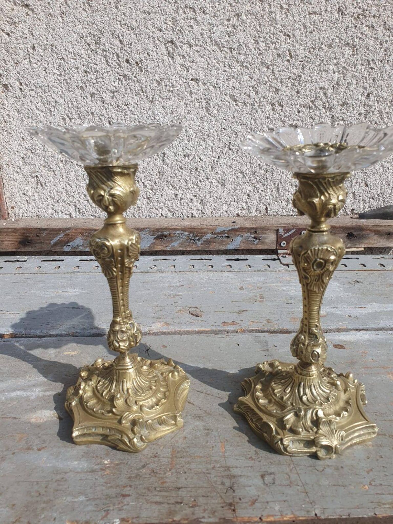 paire bougeoirs bronze