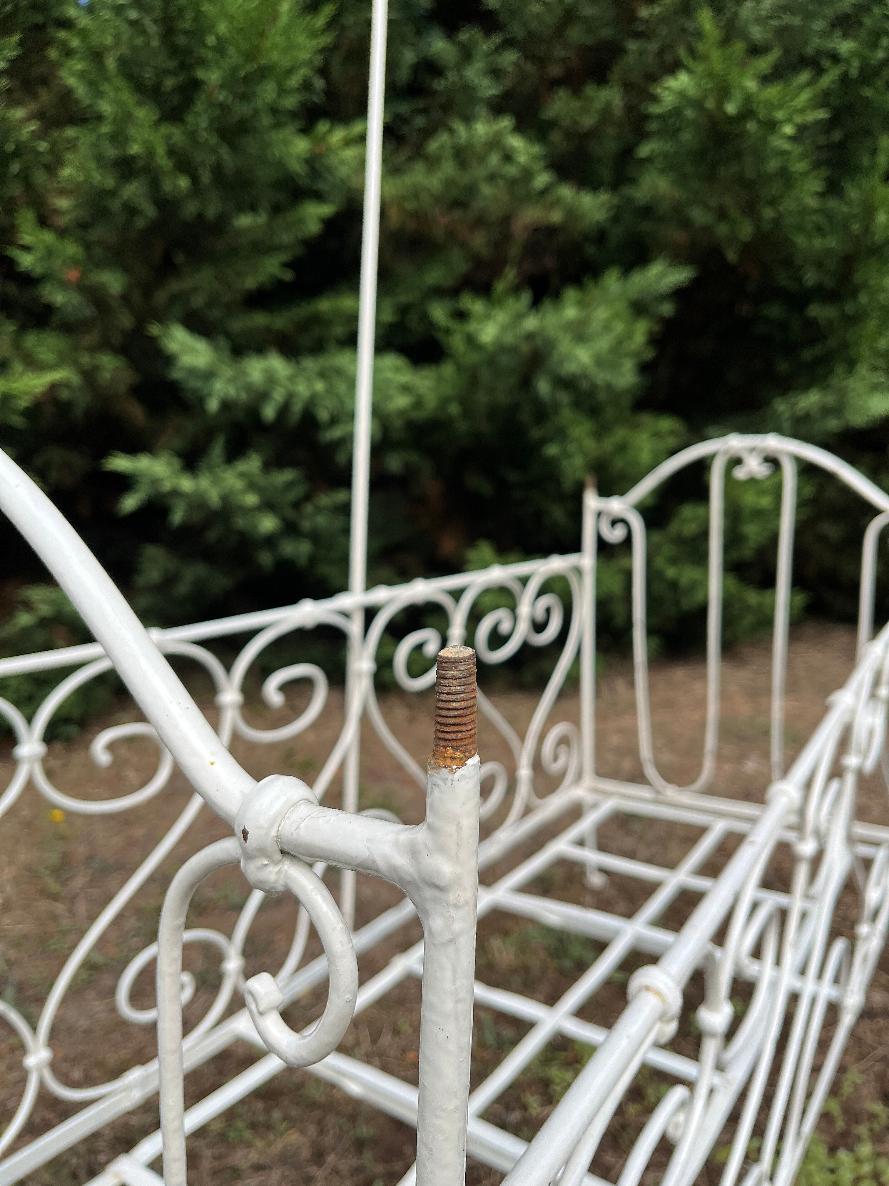 Folding child's bed with wrought iron canopy or romantic garden bench 19th