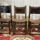 Set of 6 English chairs in oak and fine leather from the late 19th century.