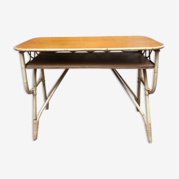 Bureau vintage bois et bambou