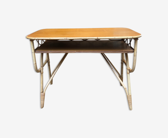 Bureau vintage bois et bambou