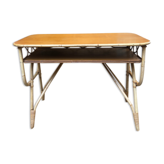 Bureau vintage bois et bambou