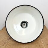 Industrial Grey Enamel Factory Lamp with Cast Iron Top, 1960s