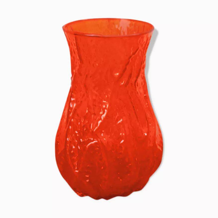 Vintage orange glass vase, 1960s.