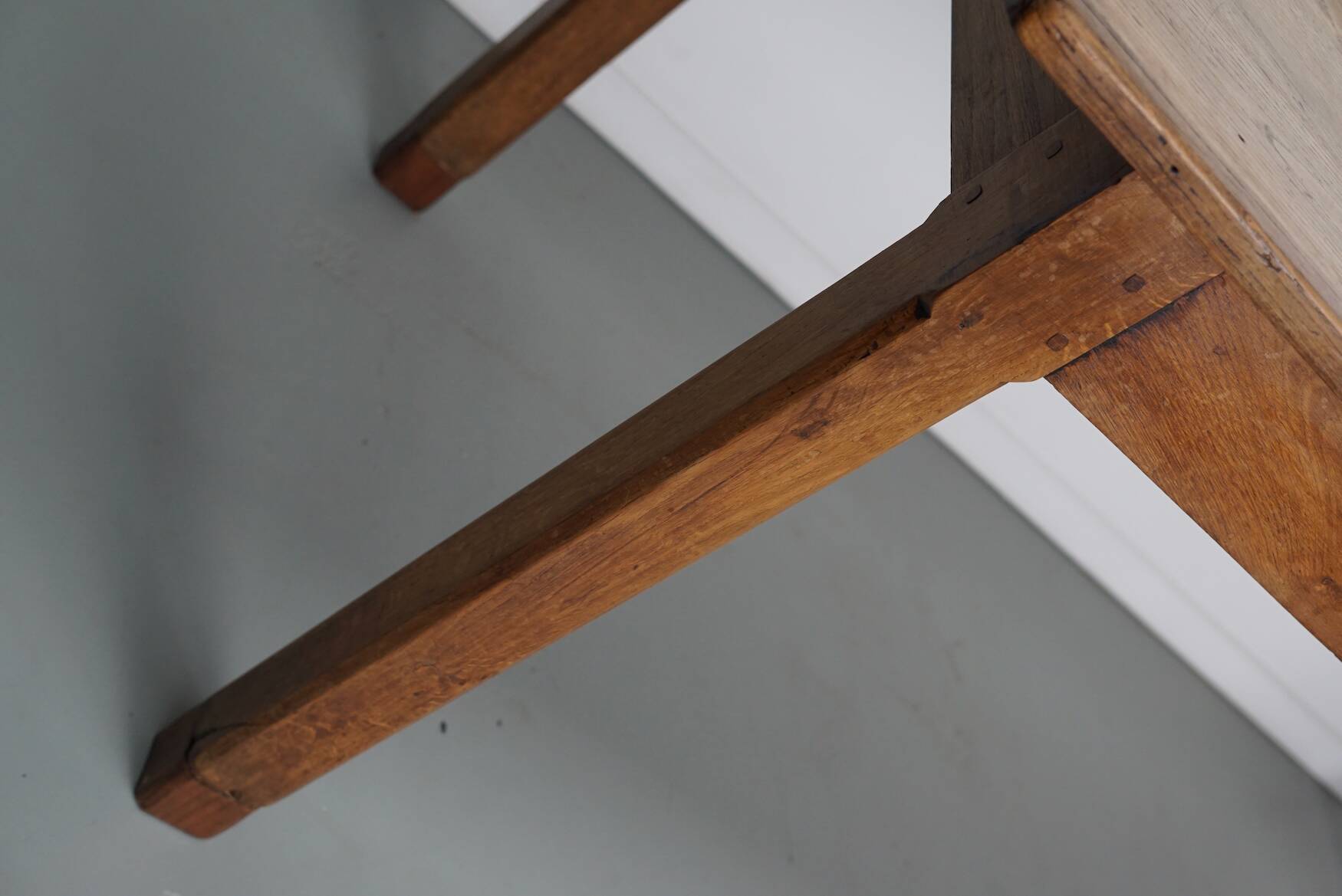 Antique Elm Early 20th Century French Rustic Farmhouse Dining Table