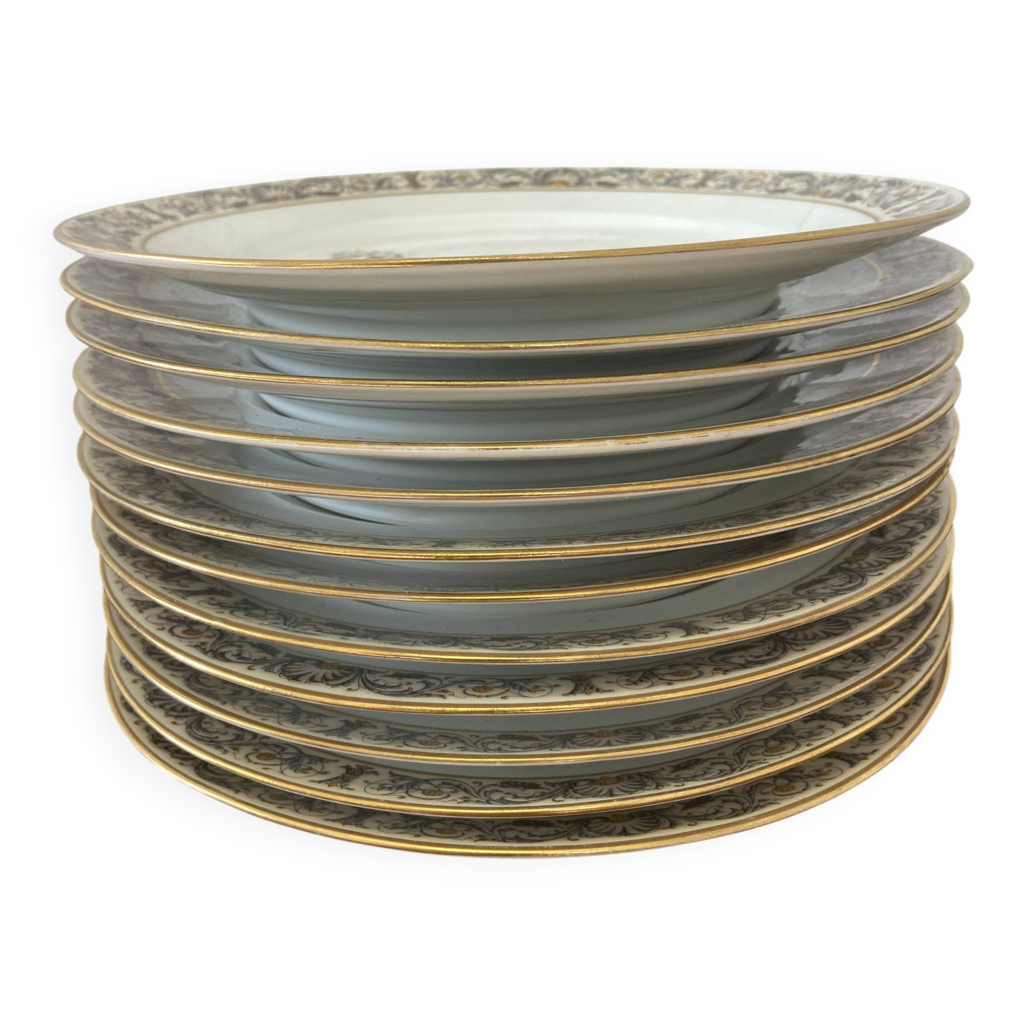 12 porcelain plates, 22cm diameter
