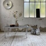 Table basse chrome et carrelage années 50