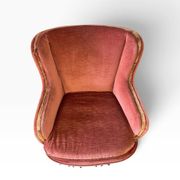 Ensemble de 2 fauteuils/sièges vintage rose poudré à franges