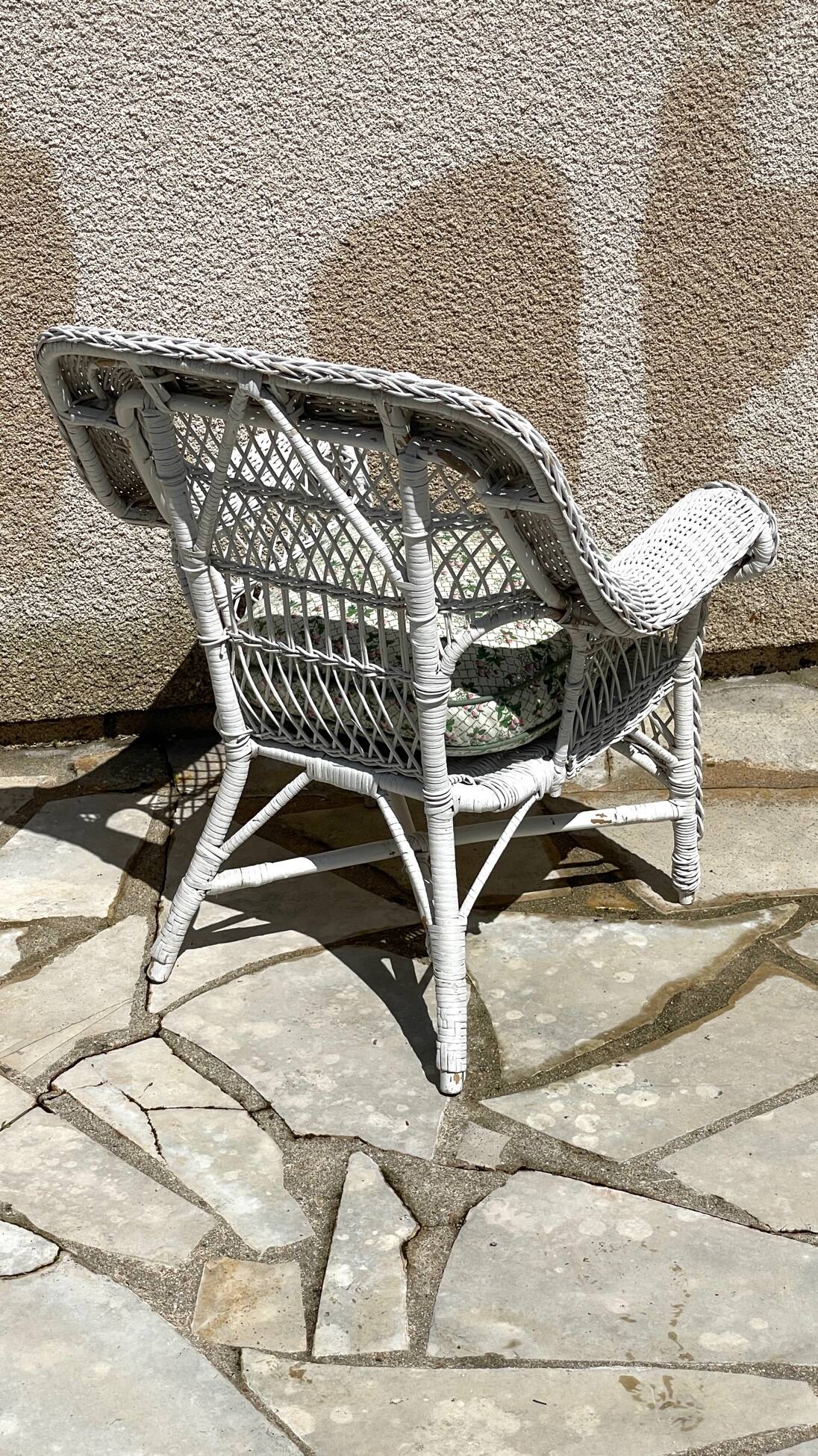 Vintage rattan kids armchair