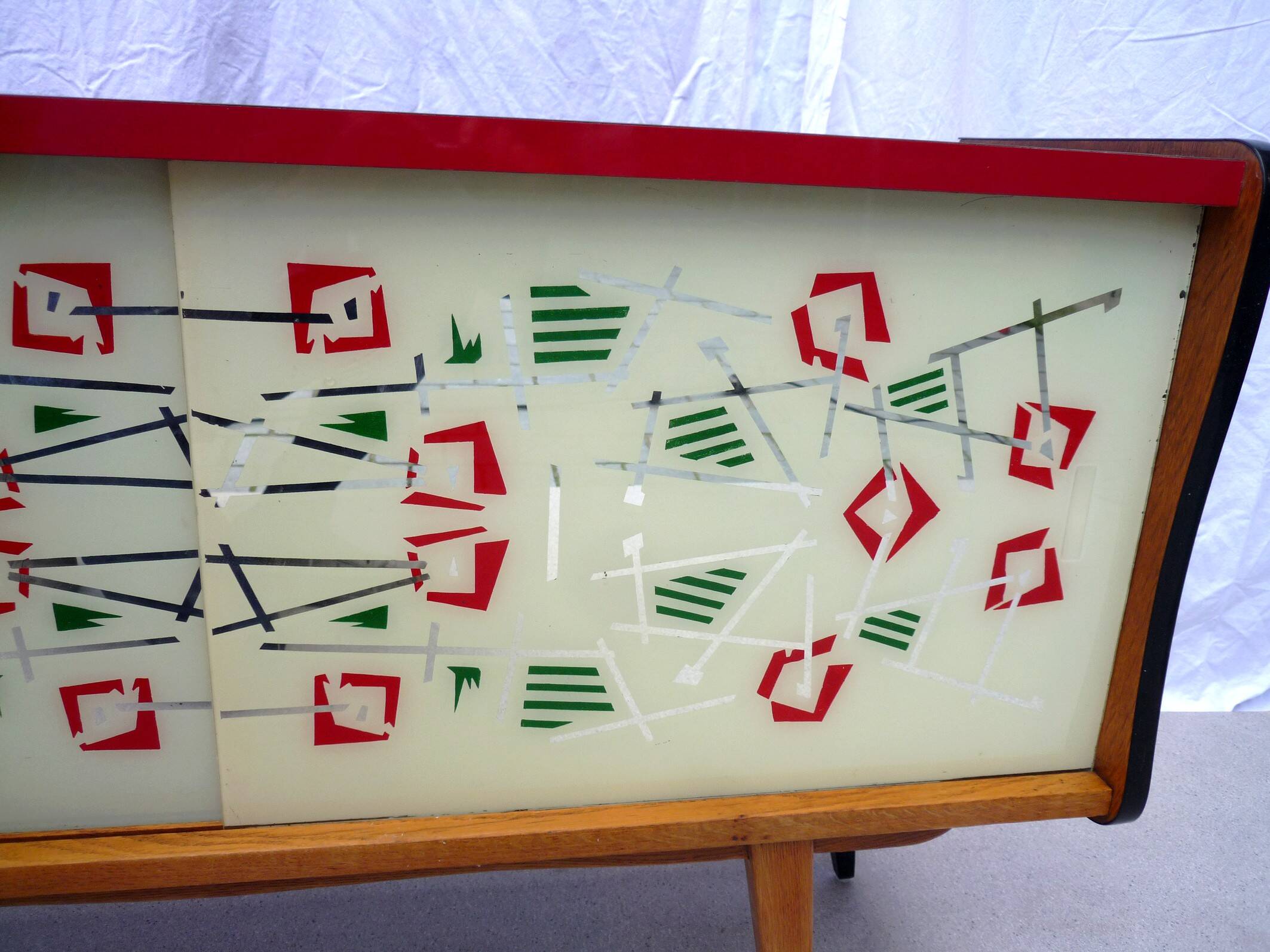 Vintage sideboard with 2 sliding glass doors