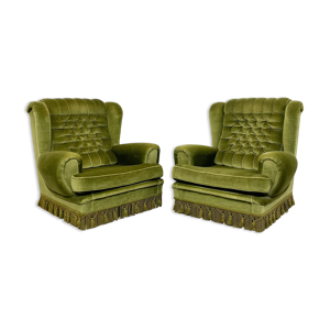 Deux fauteuils vintage en velours