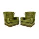 Set of two vintage original green velvet armchairs