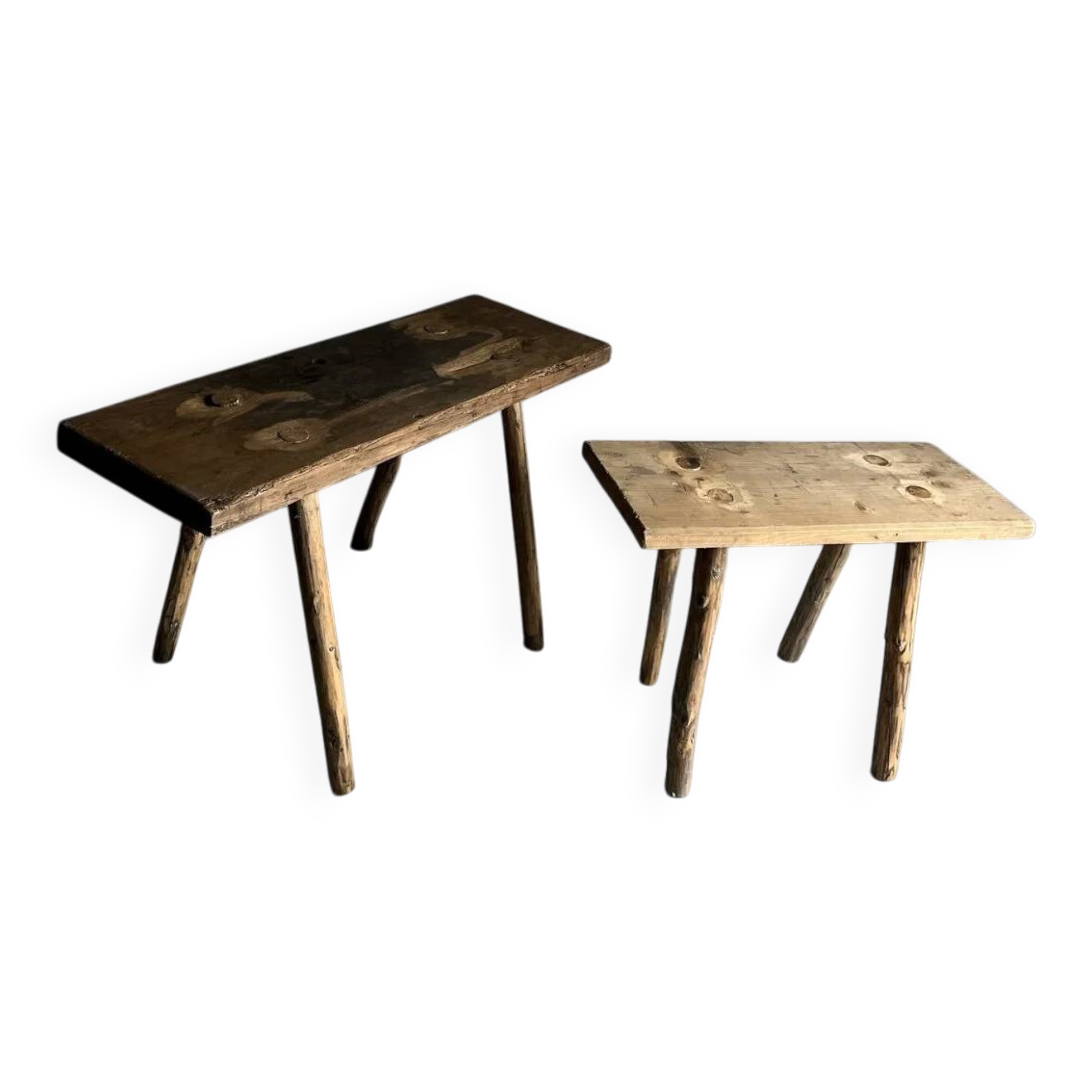 Rustic carved wood bench | Belgium | 1900s