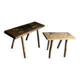 Rustic carved wood bench | Belgium | 1900s