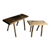 Banc rustique en bois sculpté | Belgique | Années 1900
