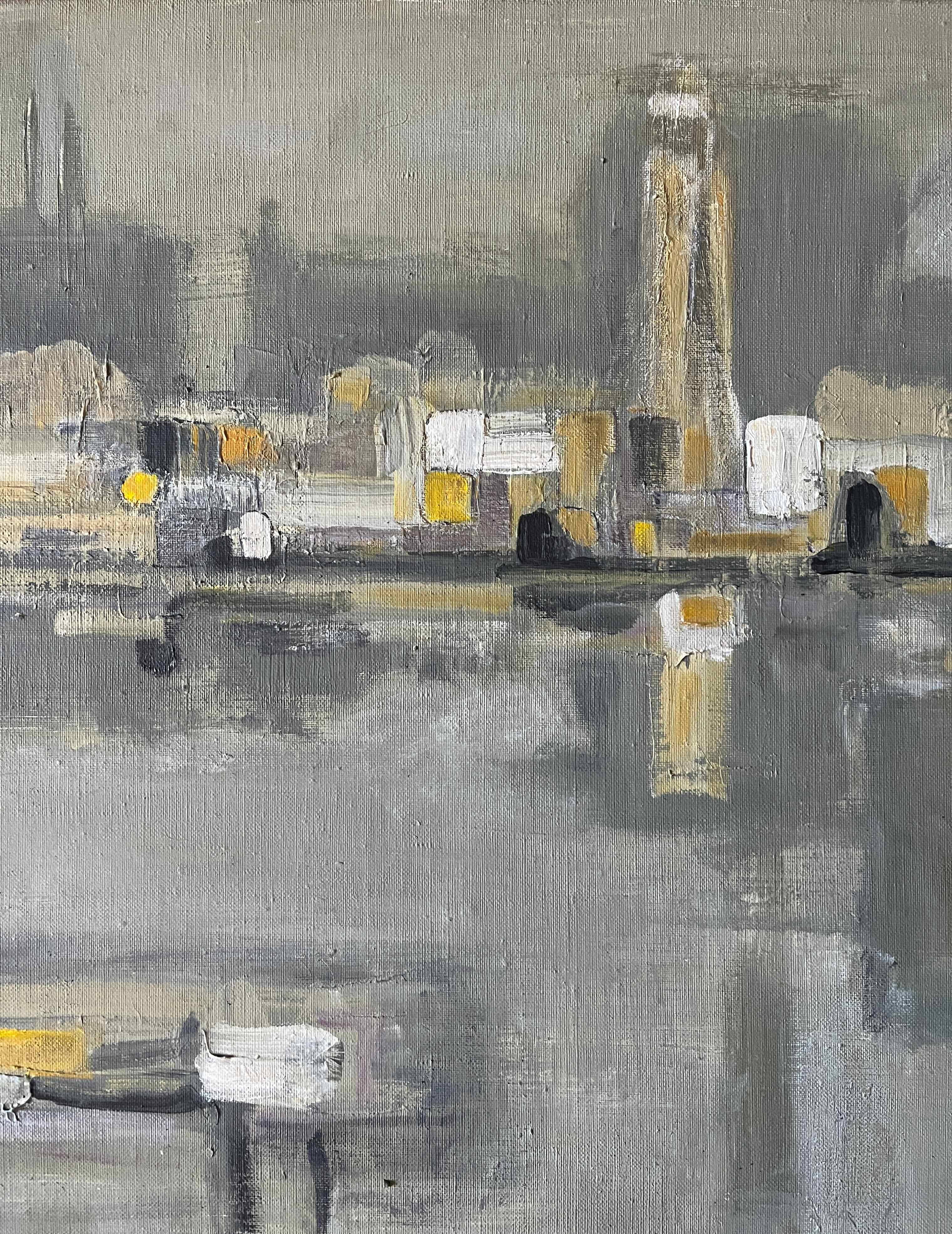 HST Marine painting "Industrial port" signed around 1950