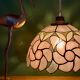 Suspension antique lampshade in pink mother-of-pearl