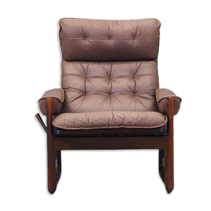 fauteuil en cuir, design danois, années 1960, fabriqué par Genega Møbler