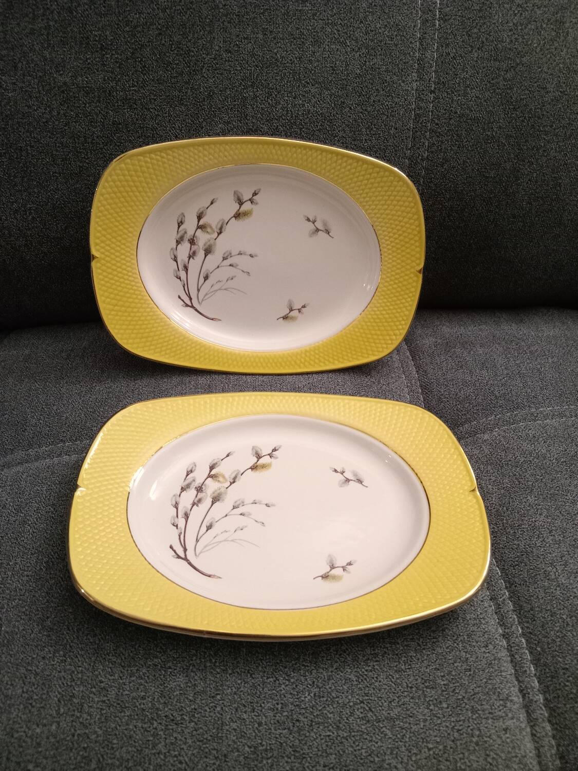Set of 2 vintage earthenware dishes from Salins