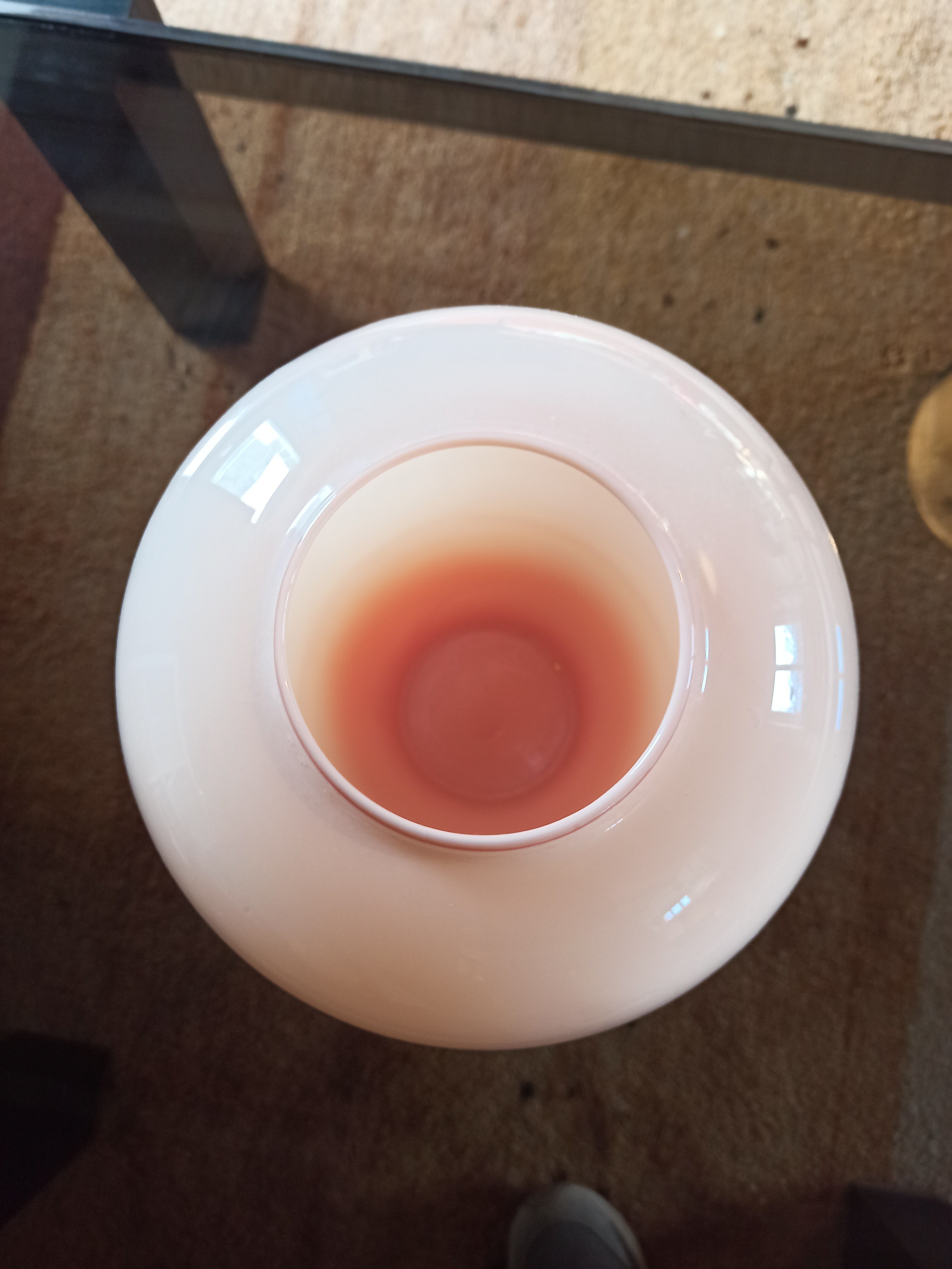 Pink gradient glass vase with edging