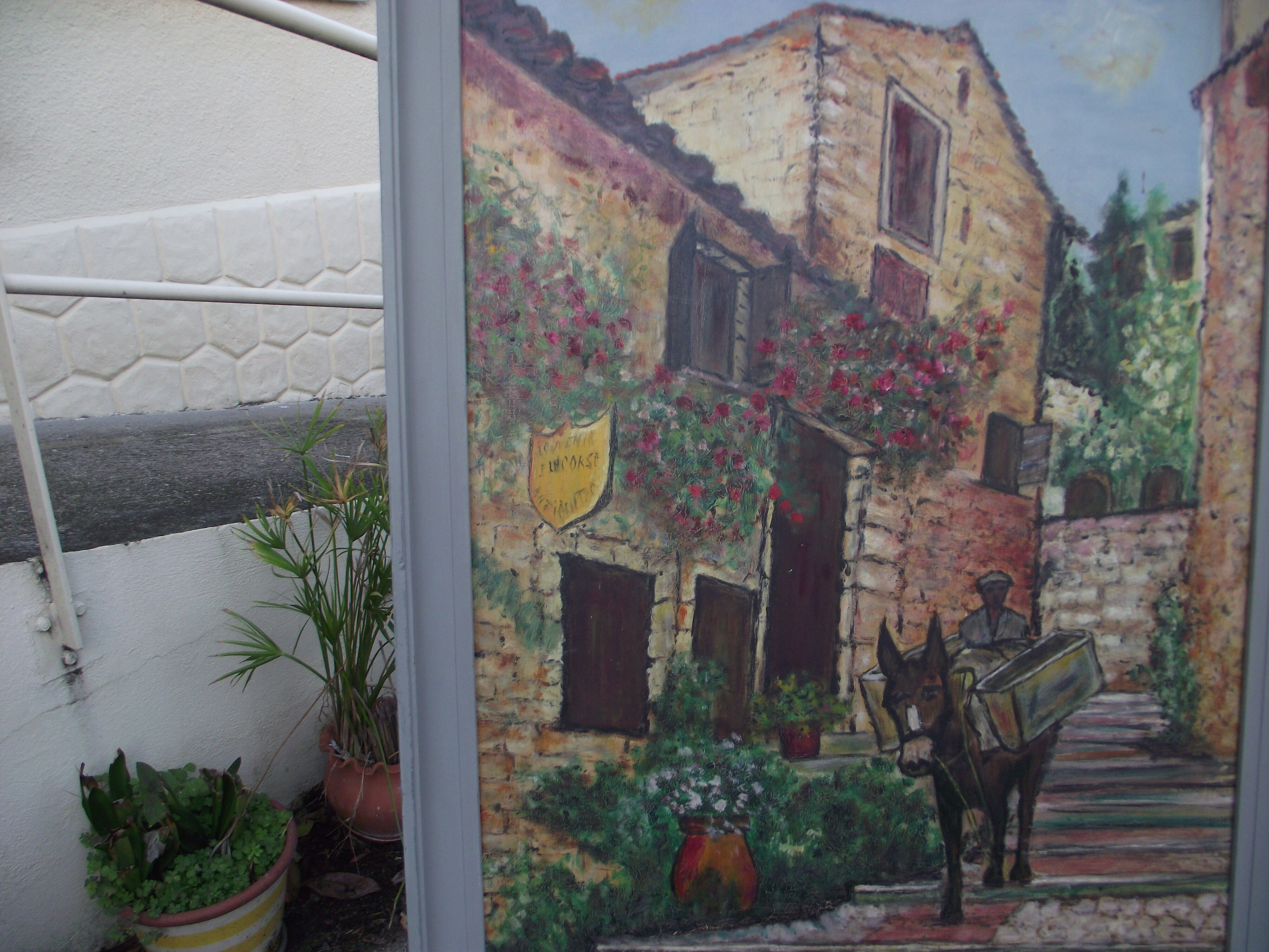 Oil on isorel village Corsica