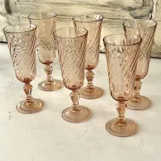 Champagne flutes set of 6, Rosaline luinarc swirl glass stemware