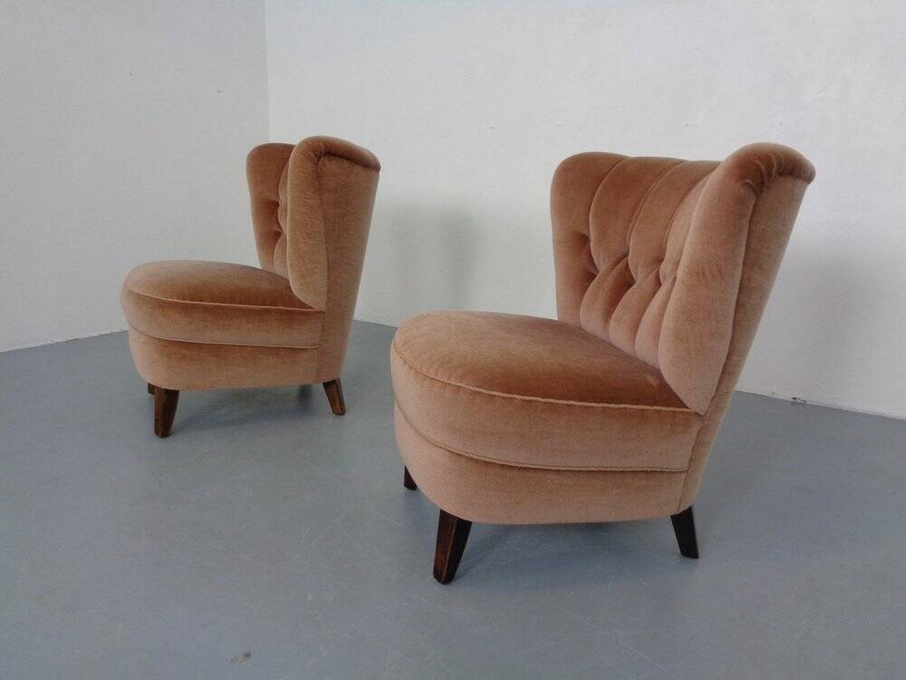 Mohair Club Chairs by Adolf Wrenger, Germany, 1950s, Set of 2