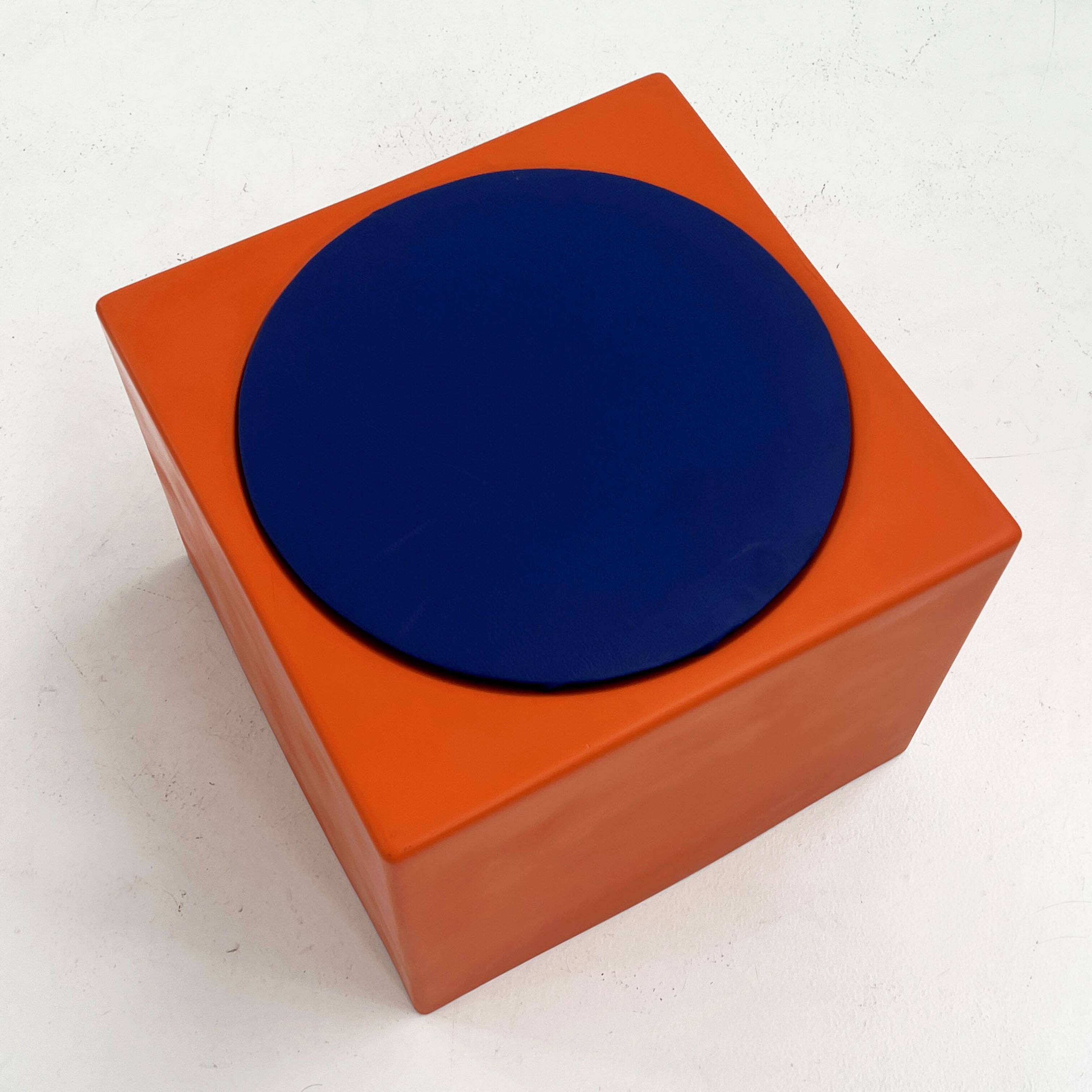 Orange and blue stool Il Kubile by MIM Roma, 1970