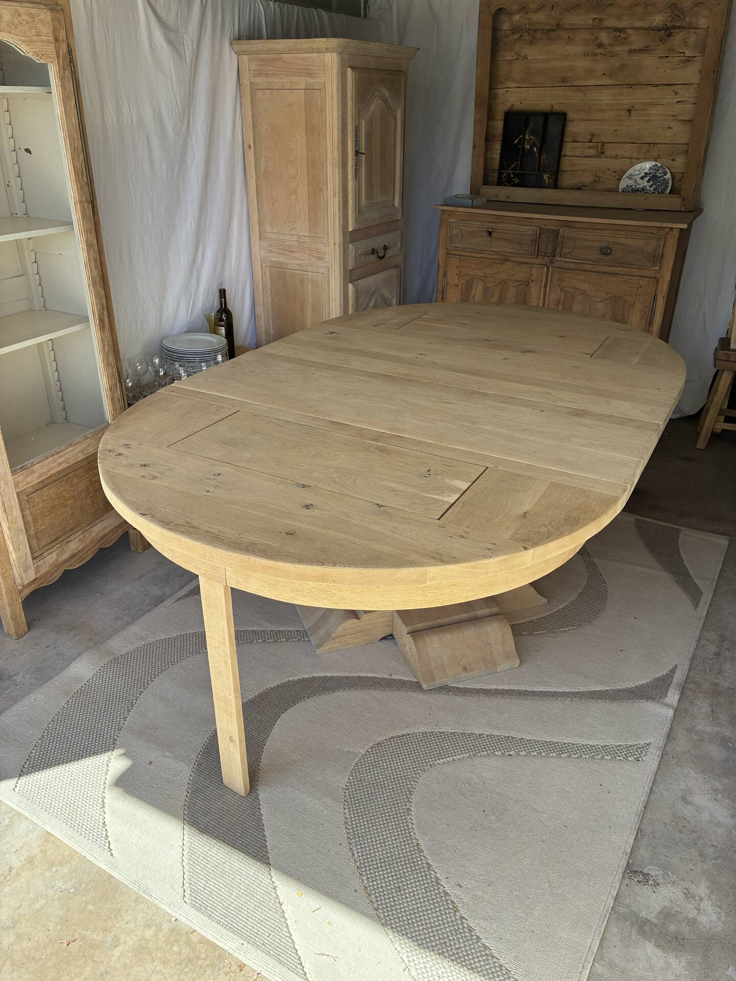 Solid oak farmhouse table with extensions