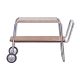 Bauhaus Style drinks trolley made in 1930s Czechia, designed by Halabala