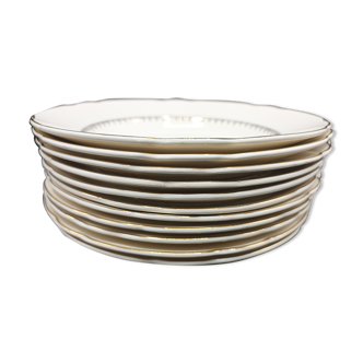 Set de 11 assiettes creuses Villeroy et Boch Mettlach - Crème et or