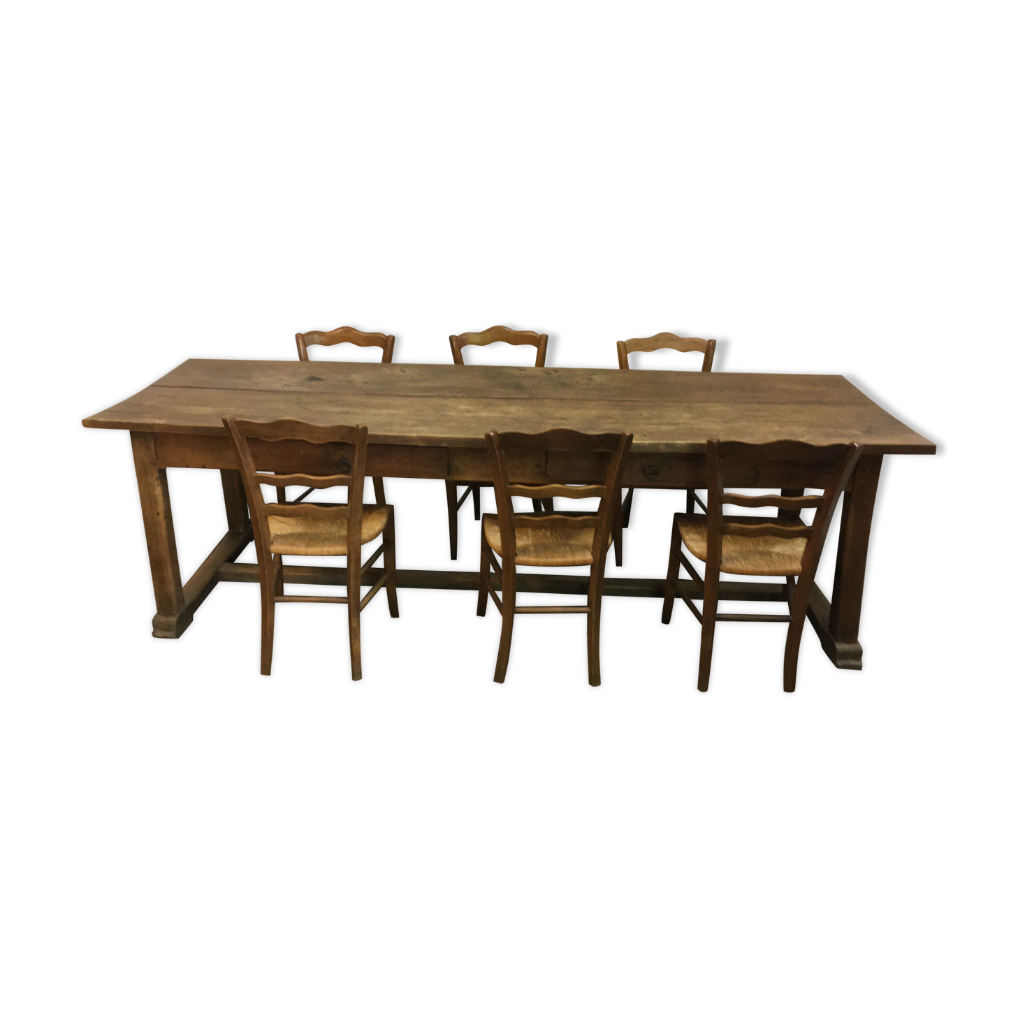 Beech farm table with 6 chairs
