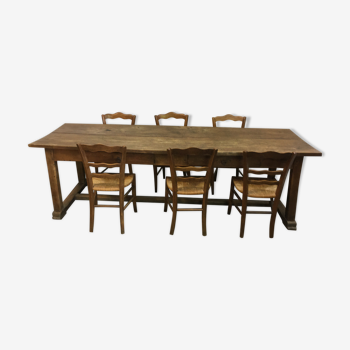 Beech farm table with 6 chairs