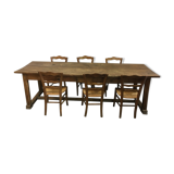 Beech farm table with 6 chairs