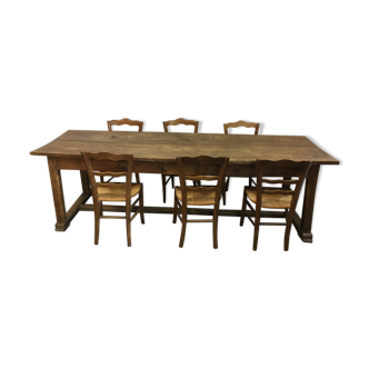 Beech farm table with 6 chairs