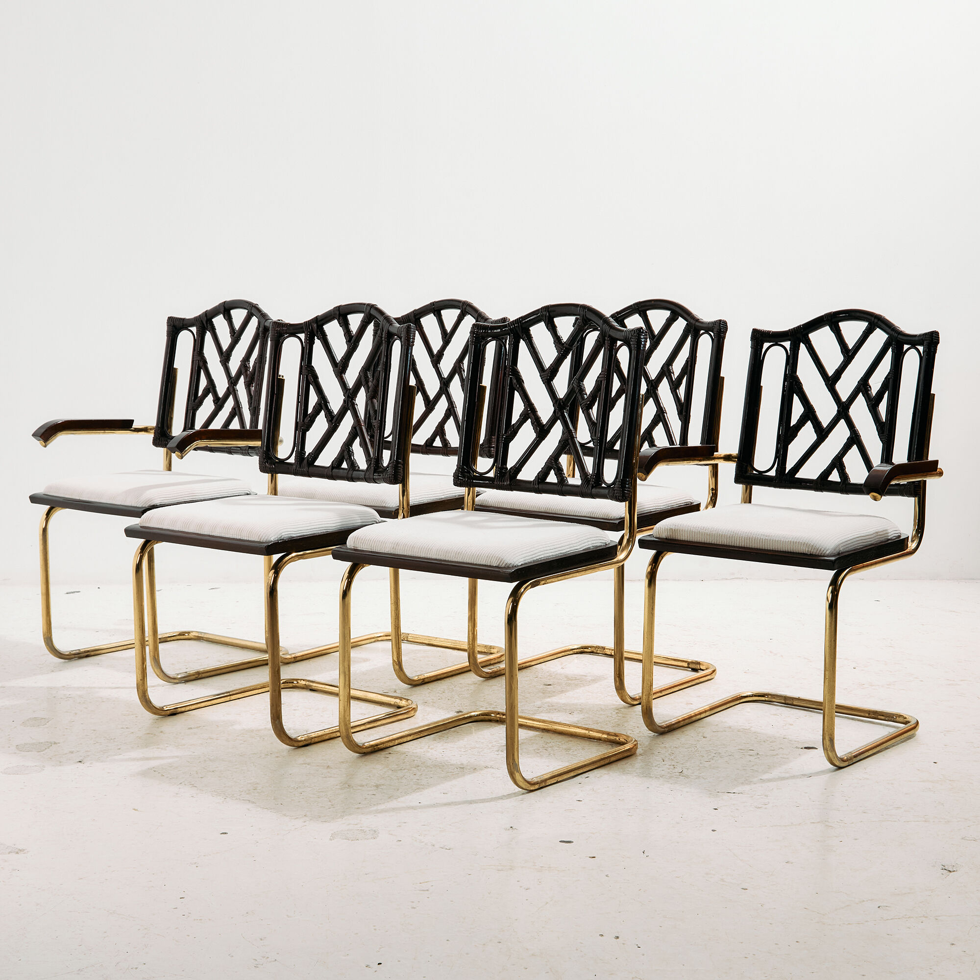 Metal and bamboo chair, set of 6