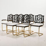 Metal and bamboo chair, set of 6