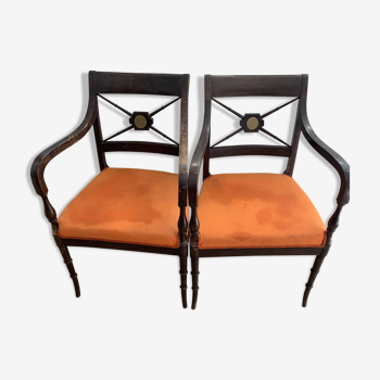 Pair of original wooden armrest chair