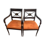 Pair of original wooden armrest chair