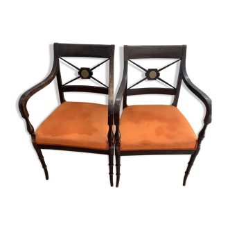 Pair of original wooden armrest chair