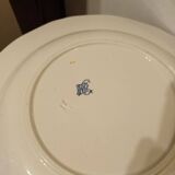 Grand Plat Creux Faïence Gien XIX Modèle COQ ET PIVOINE export Rare