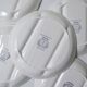 8 plates + 1 asparagus dish, salins earthenware, vintage white pompadour