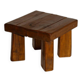 Table d'appoint en chêne massif brutalisme avec chevilles en bois, années 1960